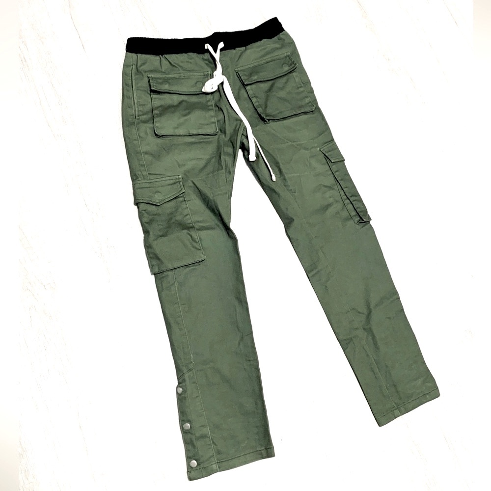 MNML Drawstring Cargo Jogger Pants Olive Green Sz Large